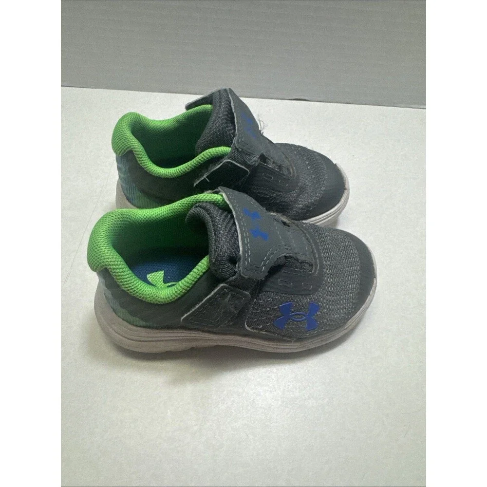 Under Armour 3025873-107 Unisex Kids Gray Green Mesh Hook & Loop Strap 5K